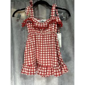 Rare Editions Gingham Ruffle Dress Toddler Girls 4T Red/White Sleeveless~